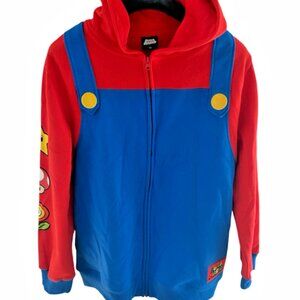 Nintendo Super Mario Brothers Zip Up Hoodie Kids Sweatshirt Jacket Costume XL